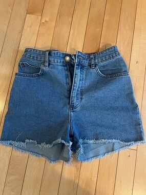 Billabong High-Rise Blue Denim Cutoff Shorts with Frayed Hem Size 26